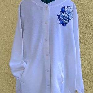 Fleece Jacket Snap Front Hand Embellished